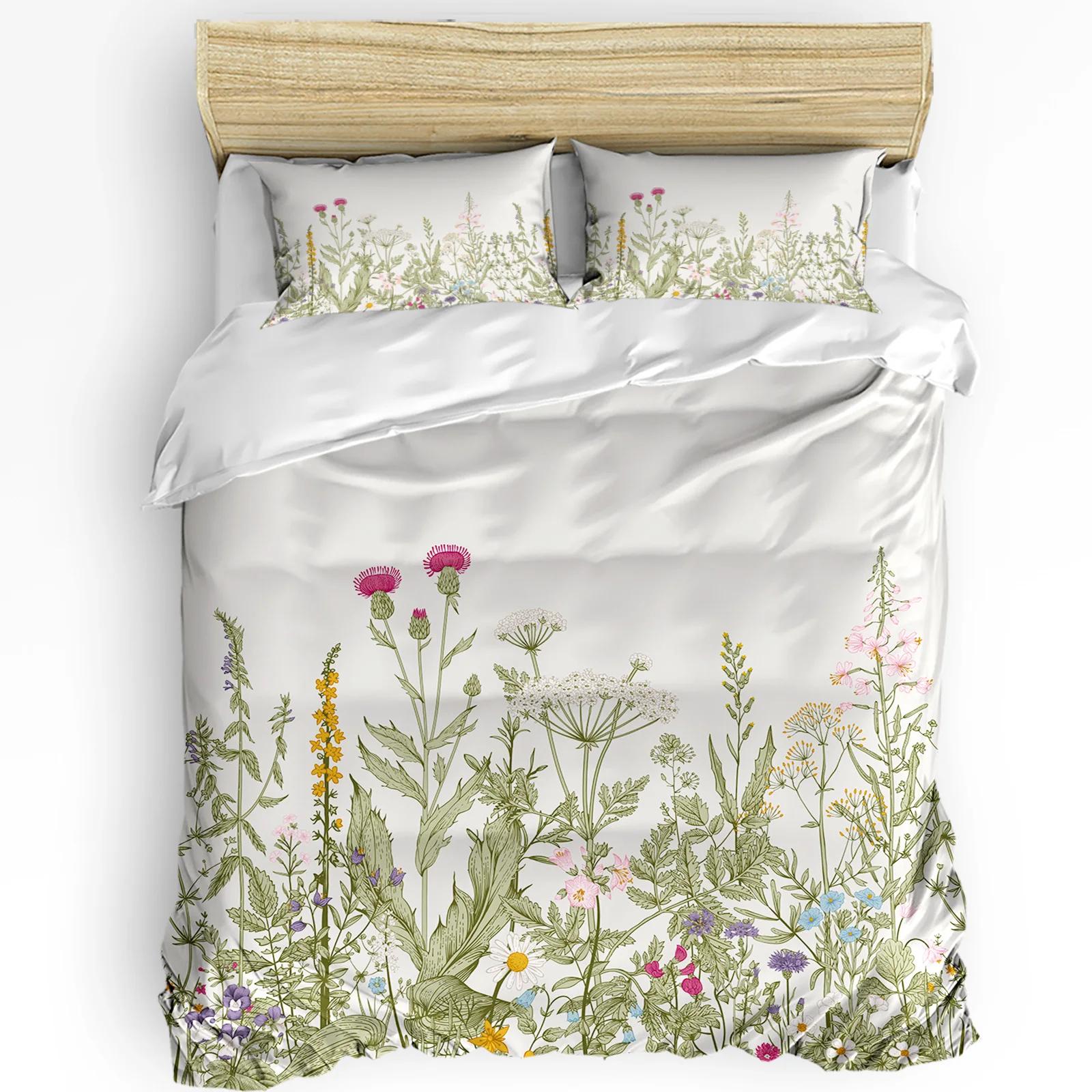 Vintage Herb Plant Flower Duvet CoverPillow Case Custom Comforter 3pcs Bedding Set Quilt Cover Double Bed Home Texti